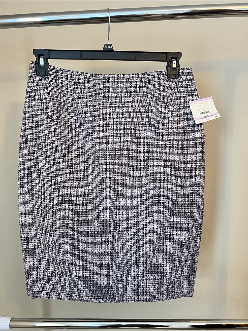 Anne Klein Black and White Tweed Pencil Skirt
